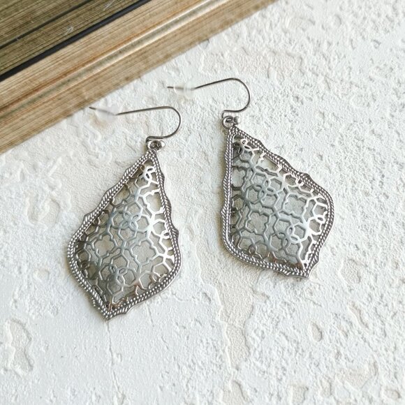Kendra Scott Addie Filigree Mix Silver Earrings - Picture 3 of 3